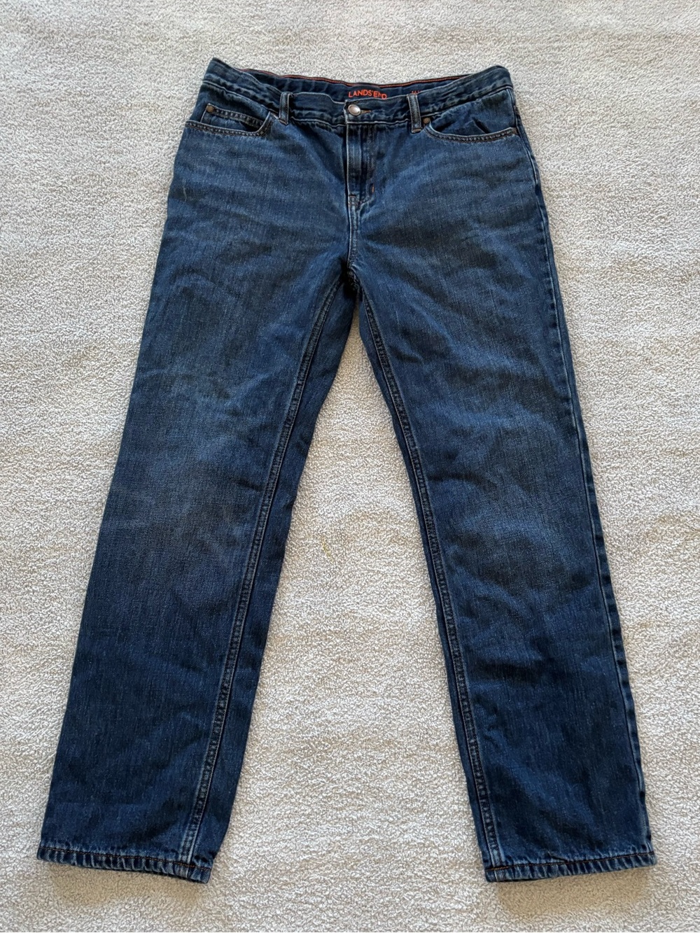 Lands' End Dark Blue Straight-Leg Kids Jeans